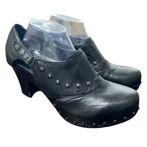 Dansko Leather Studded Heel Ryder Clogs Ankle Strap Black Y2K Size 42 / 11.5-12